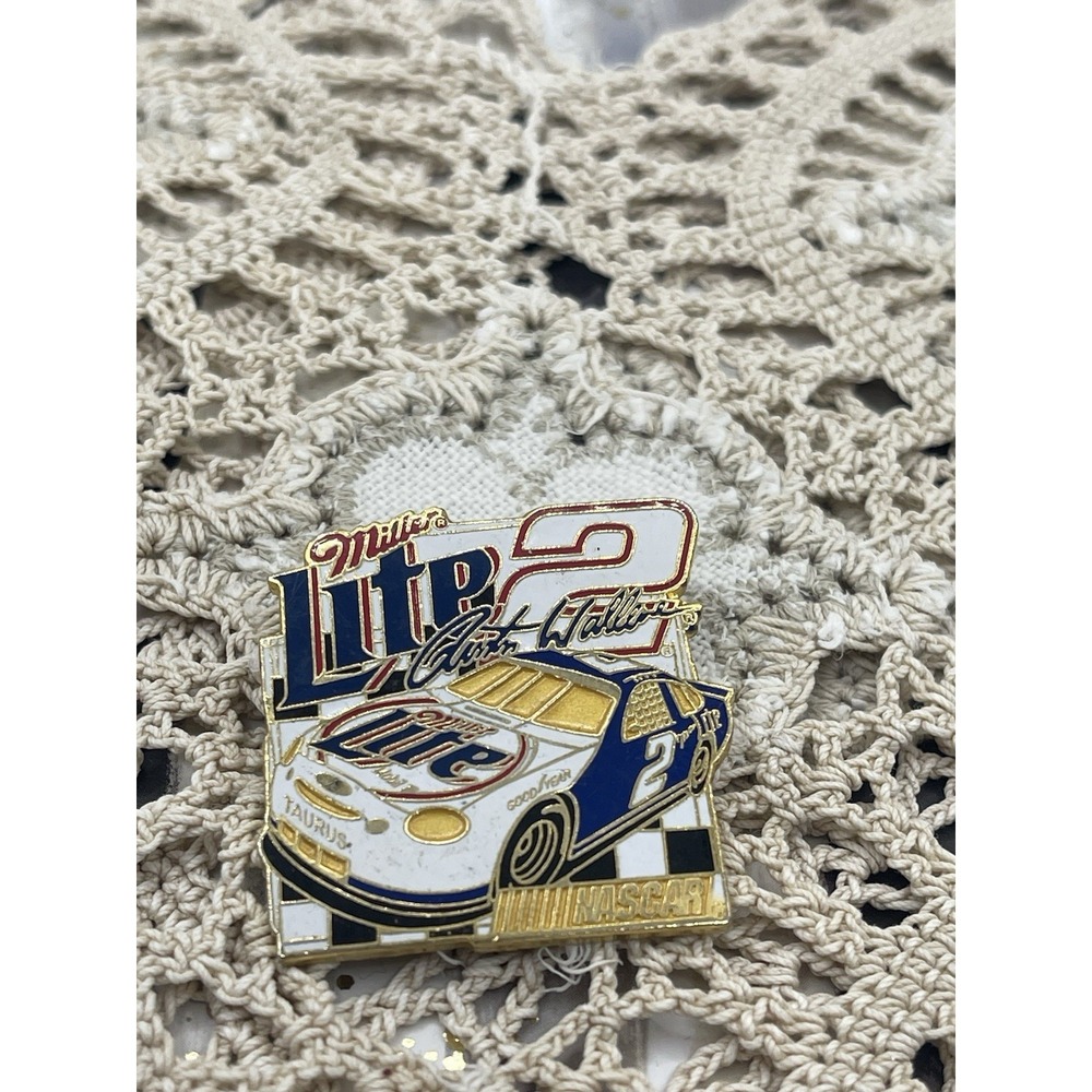 Vintage Rusty Wallace #2 Miller Lite Nascar Racing Hat/Lapel Pin